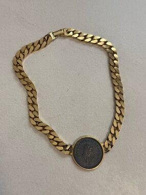 Vintage Les Bernard Gold Plated Coin Necklace